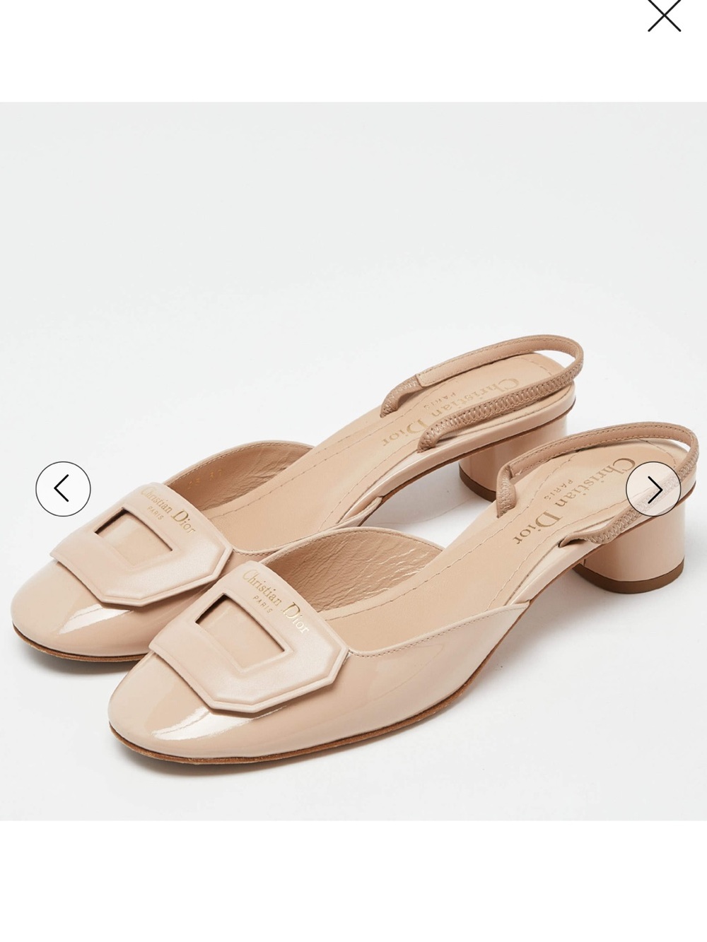 DIOR DAY SLING BALLERINA PUMP NEUTRAL BEIGE CALF PAT. LEATHER LOGO SZ 38.5 NEW - Picture 16 of 16